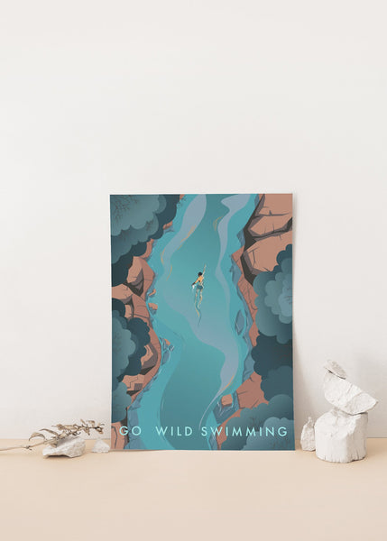 Go Wild Swimming Travel Poster