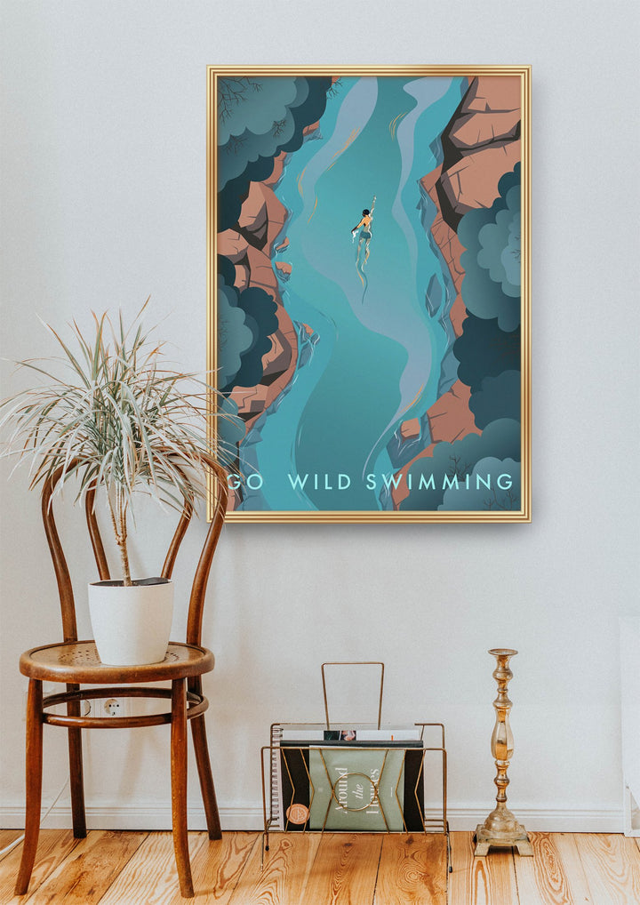 Go Wild Swimming Travel Poster