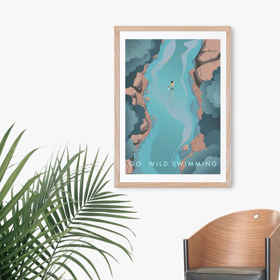 Go Wild Swimming Travel Poster