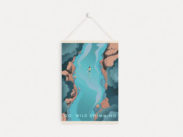Go Wild Swimming Travel Poster