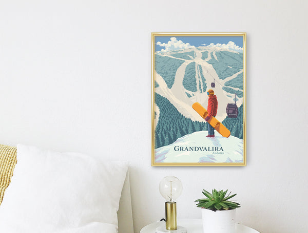 Grandvalira Andorra Snowboarding Travel Poster