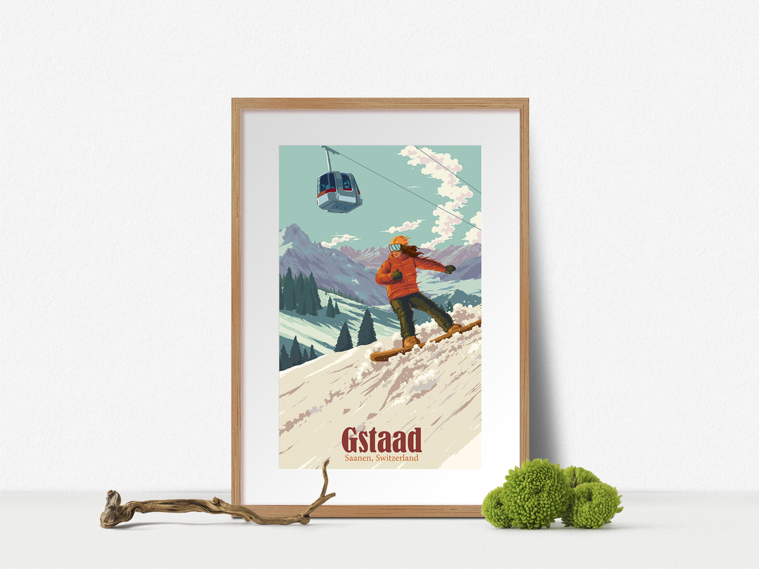 Gstaad Snowboarding Travel Poster