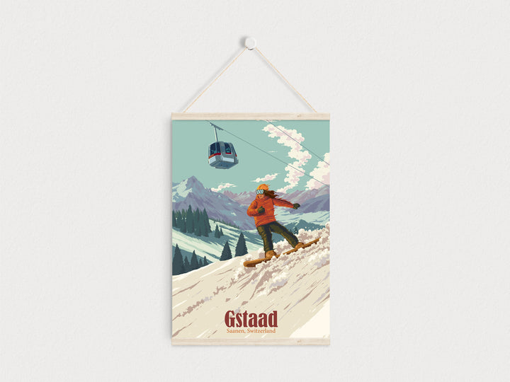 Gstaad Snowboarding Travel Poster