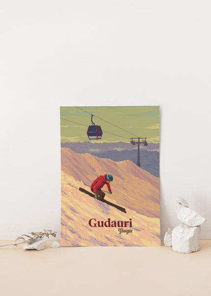Gudauri Georgia Ski Resort Travel Poster