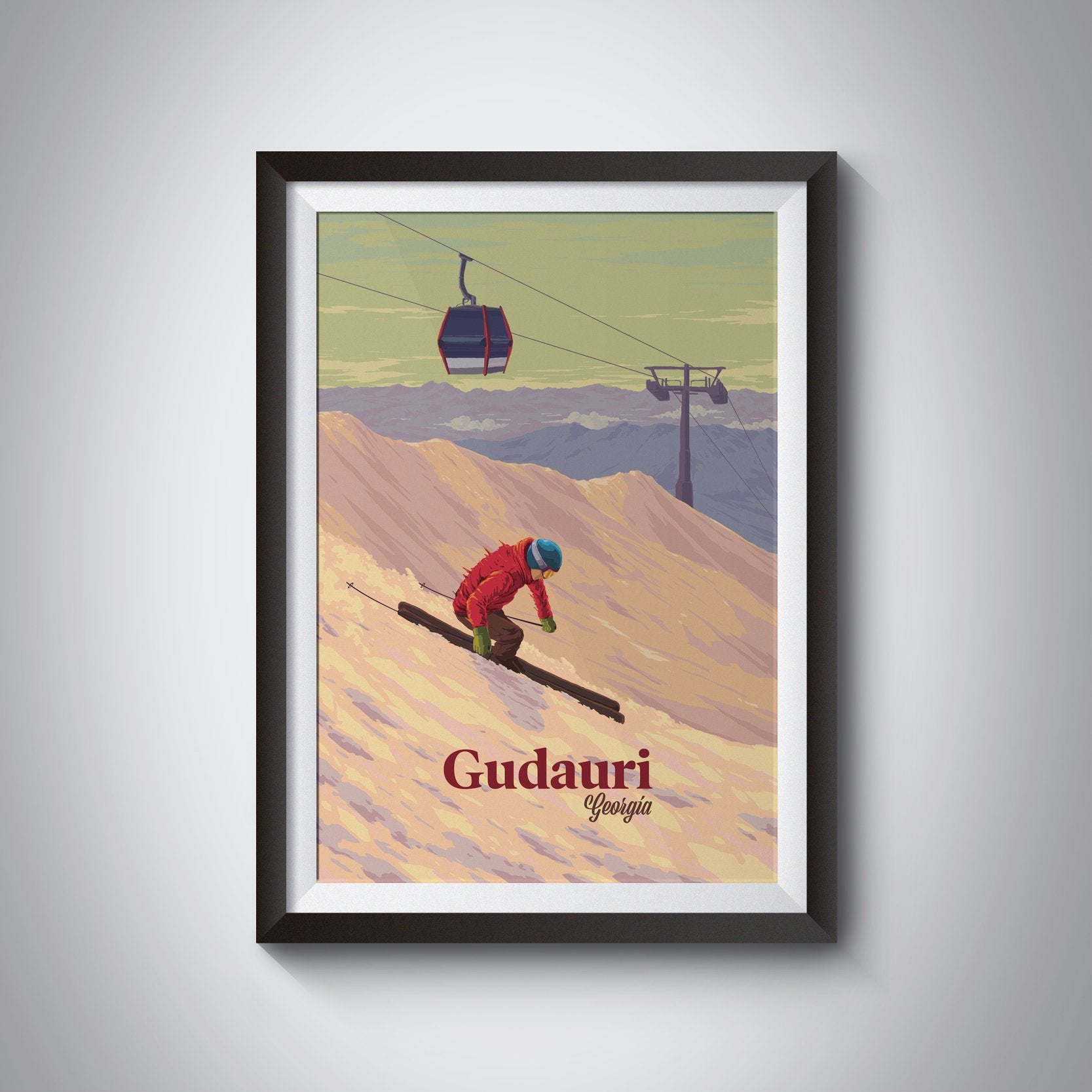 Gudauri Georgia Ski Resort Travel Poster