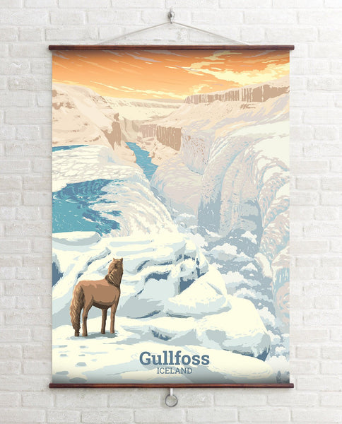 Gullfoss Waterfall Iceland Travel Poster