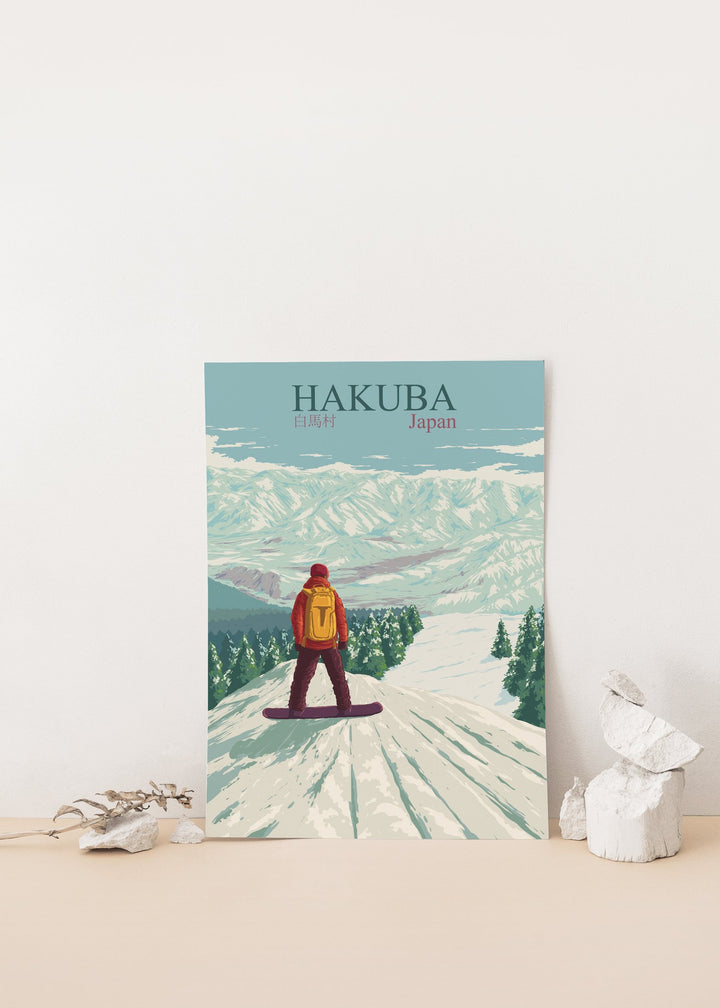 Hakuba Japan Snowboarding Travel Poster