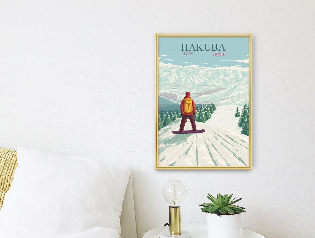 Hakuba Japan Snowboarding Travel Poster