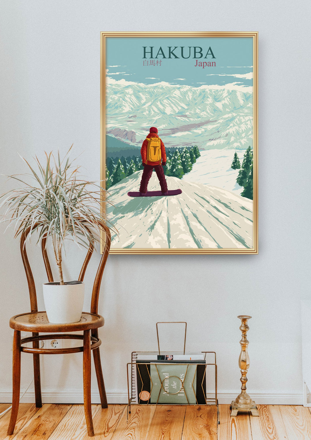 Hakuba Japan Snowboarding Travel Poster