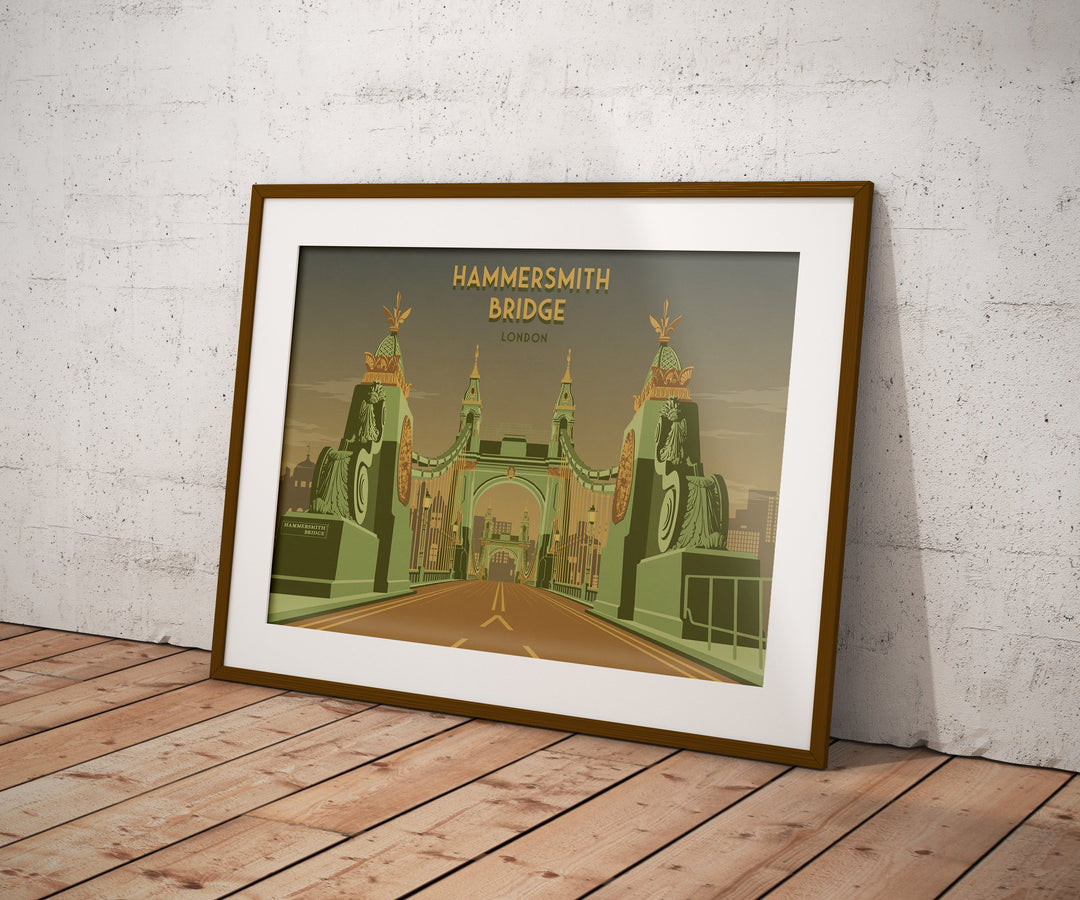 Hammersmith Bridge London Travel Poster