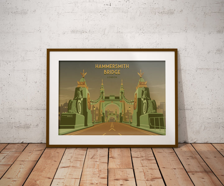 Hammersmith Bridge London Travel Poster