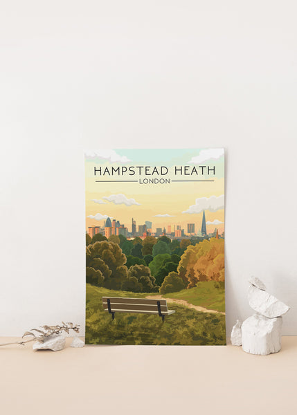 Hampstead Heath London Skyline Travel Poster