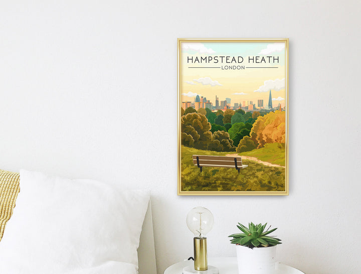 Hampstead Heath London Skyline Travel Poster