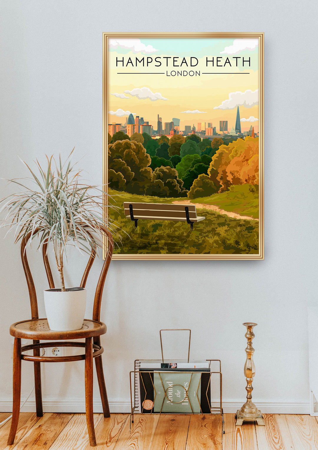 Hampstead Heath London Skyline Travel Poster