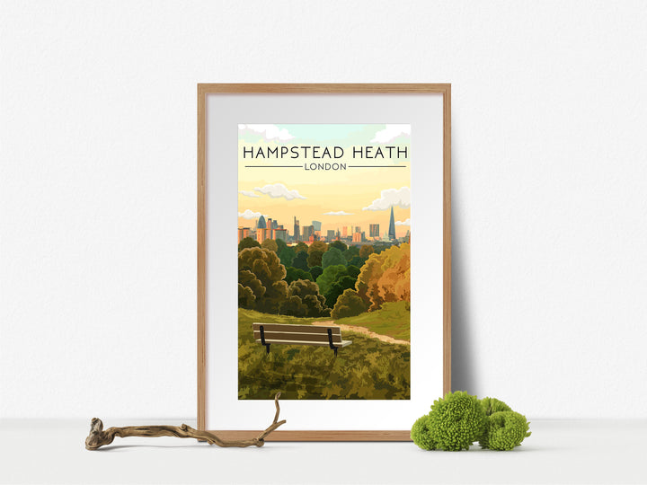 Hampstead Heath London Skyline Travel Poster