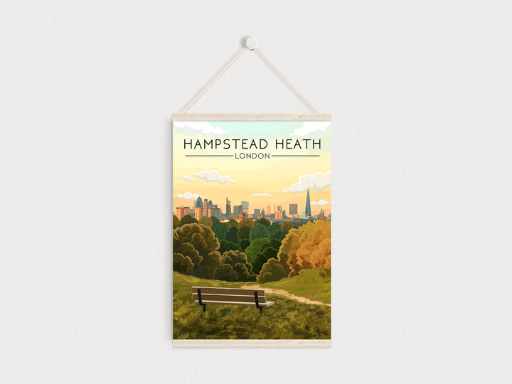 Hampstead Heath London Skyline Travel Poster