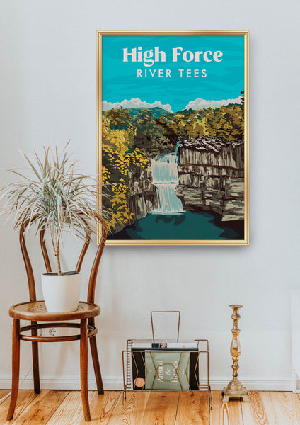 High Force Waterfall River Tees Travel Poster