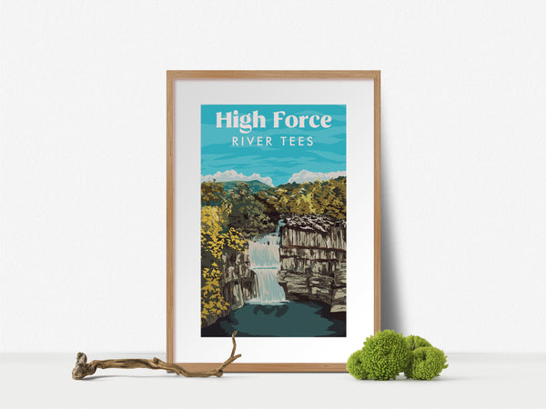 High Force Waterfall River Tees Travel Poster