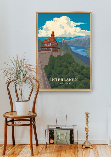 Interlaken Switzerland Travel Poster