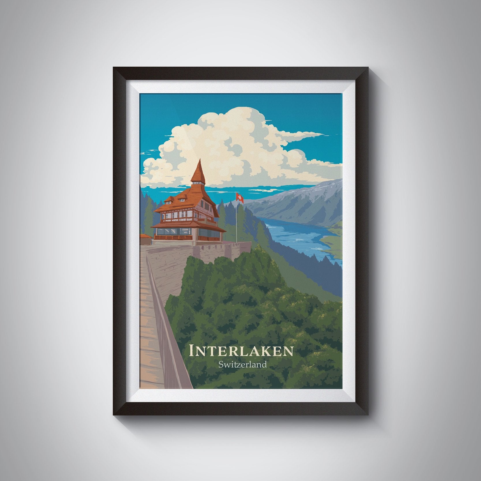 Interlaken Switzerland Travel Poster