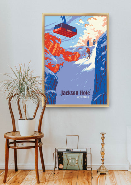 Jackson Hole Wyoming Ski Resort Travel Poster