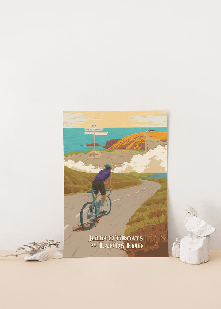 John O'Groats to Lands End Cycling Travel Poster