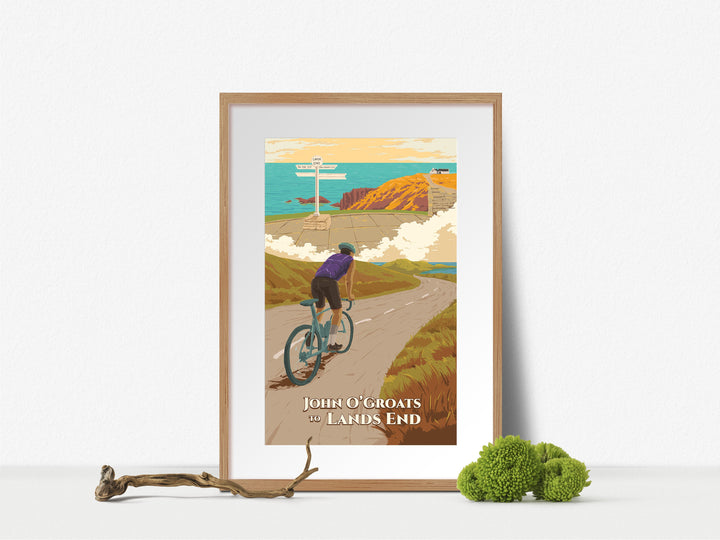 John O'Groats to Lands End Cycling Travel Poster