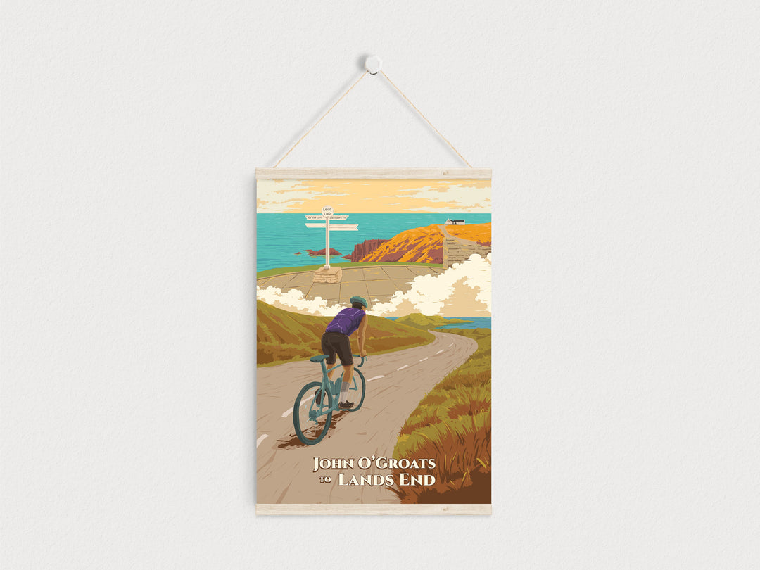 John O'Groats to Lands End Cycling Travel Poster