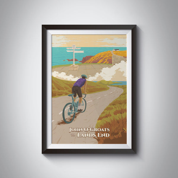 John O'Groats to Lands End Cycling Travel Poster