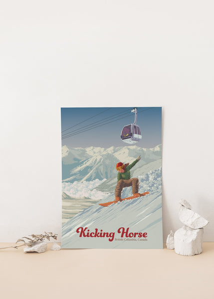 Kicking Horse Canada Snowboarding Travel Poster
