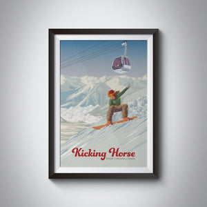 Kicking Horse Canada Snowboarding Travel Poster