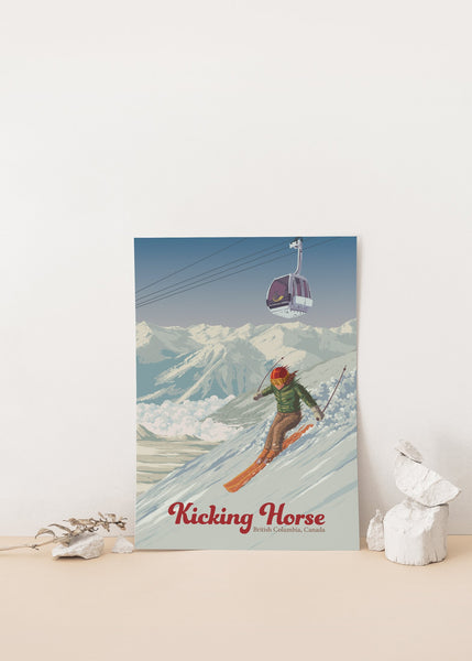 Kicking Horse Golden British Columbia Canada Ski Resort Travel Poster