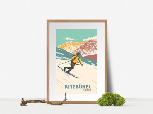 Kitzbuhel Austria Ski Resort Travel Poster