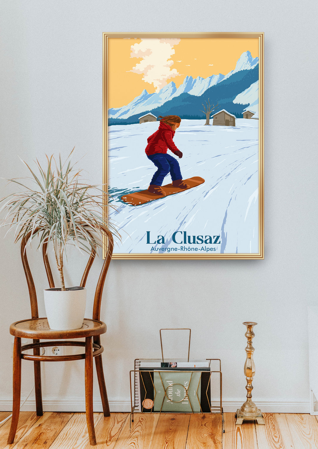 La Clusaz Snowboarding Travel Poster