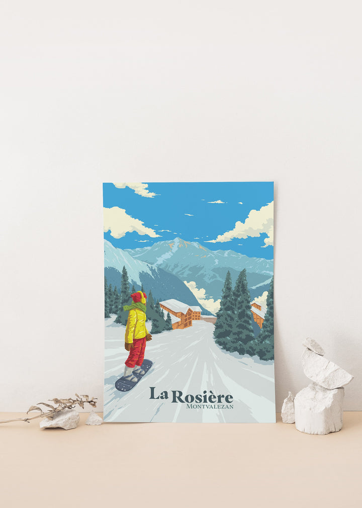 La Rosiere Snowboarding Travel Poster