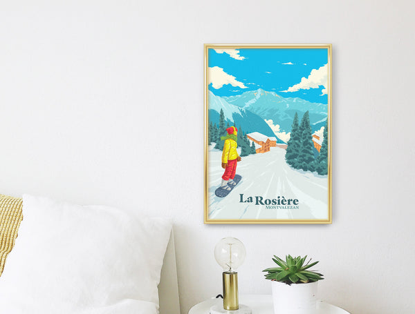 La Rosiere Snowboarding Travel Poster