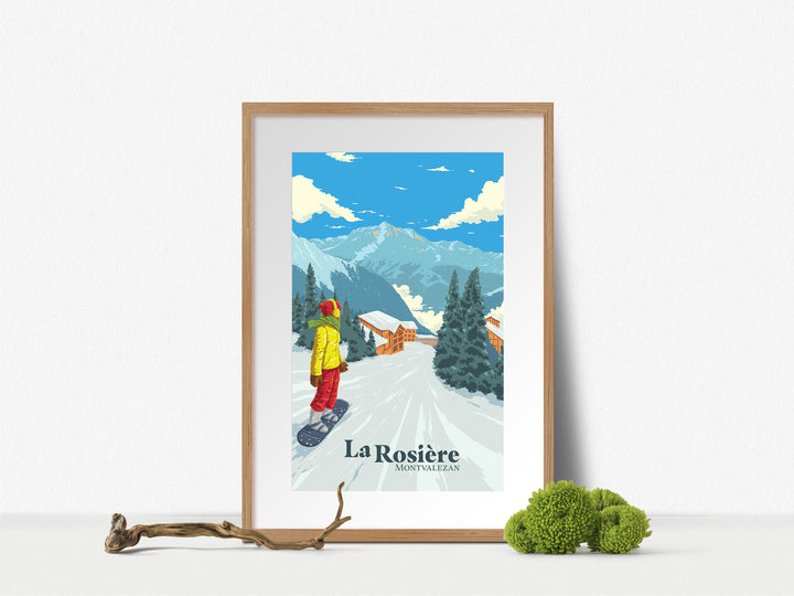 La Rosiere Snowboarding Travel Poster