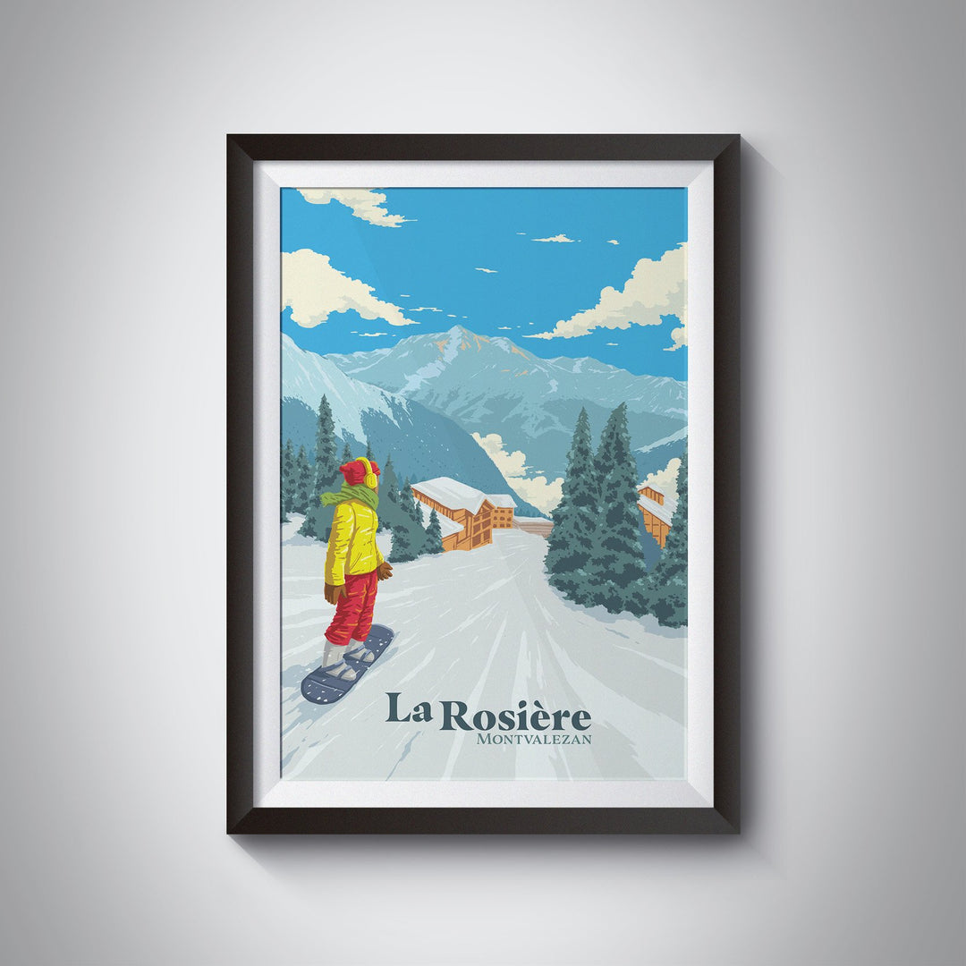 La Rosiere Snowboarding Travel Poster