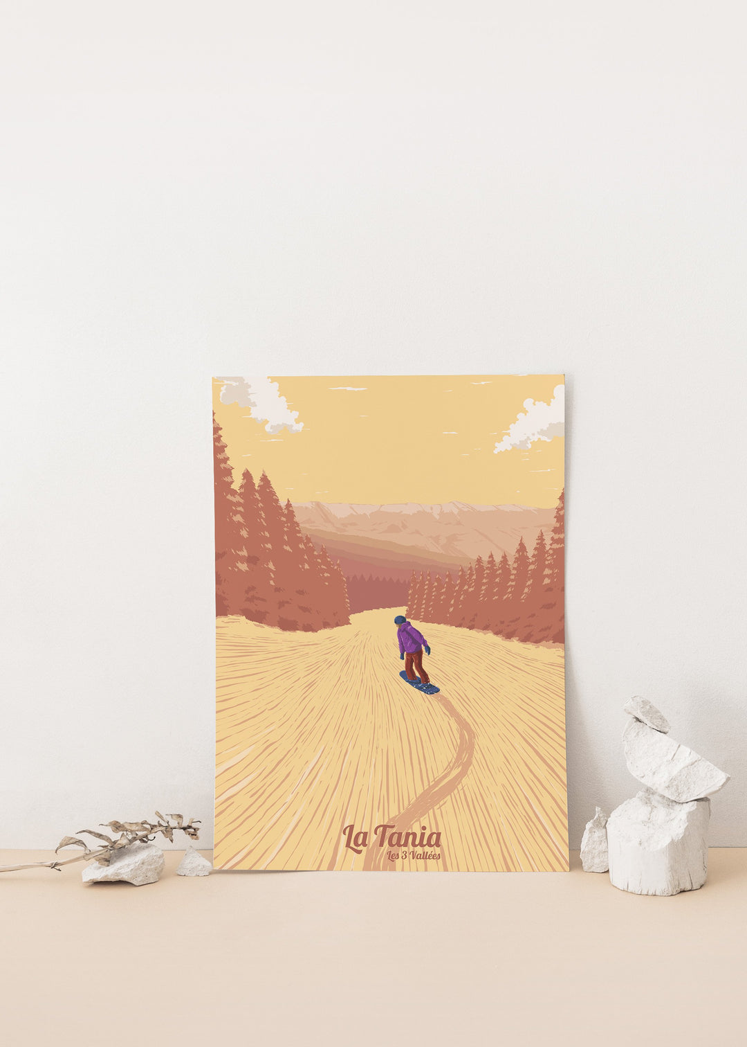 La Tania Snowboarding Travel Poster