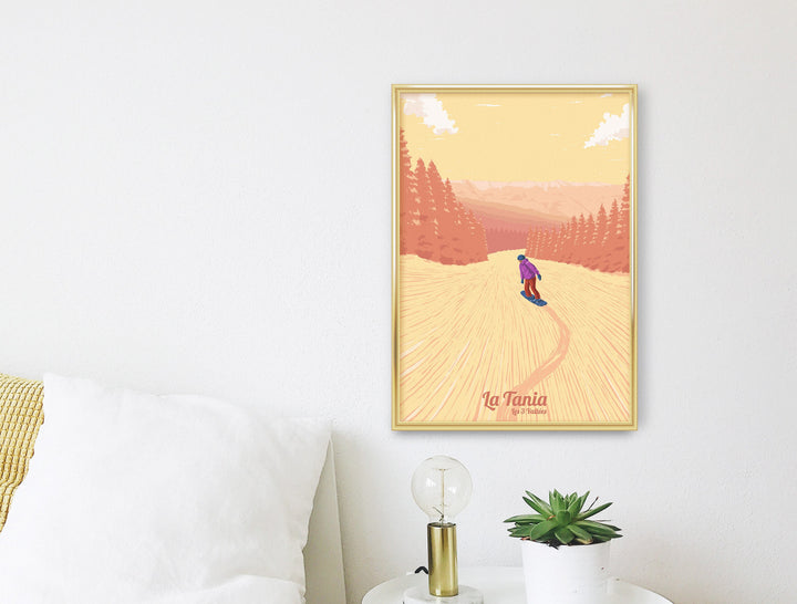 La Tania Snowboarding Travel Poster