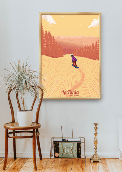 La Tania Snowboarding Travel Poster
