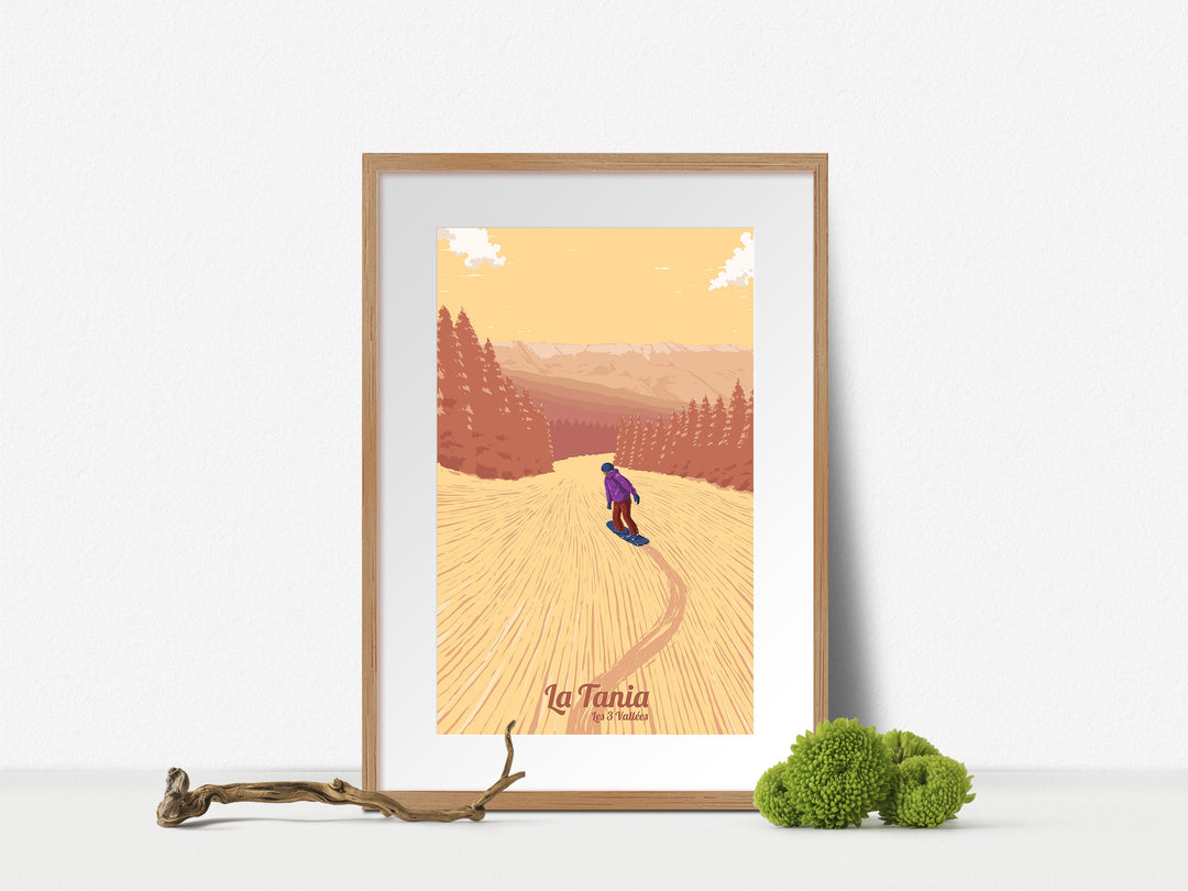 La Tania Snowboarding Travel Poster