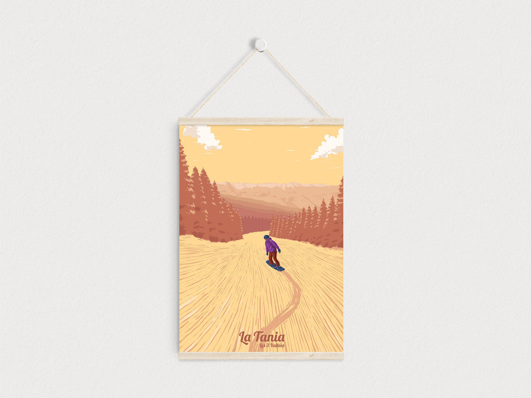 La Tania Snowboarding Travel Poster