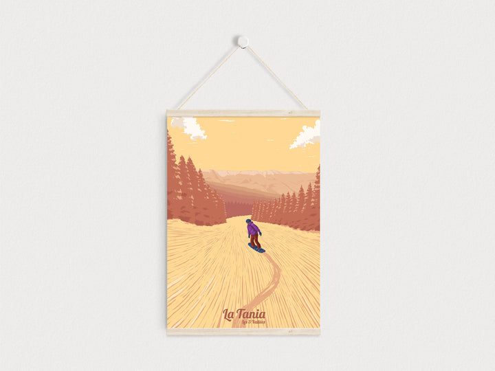 La Tania Snowboarding Travel Poster