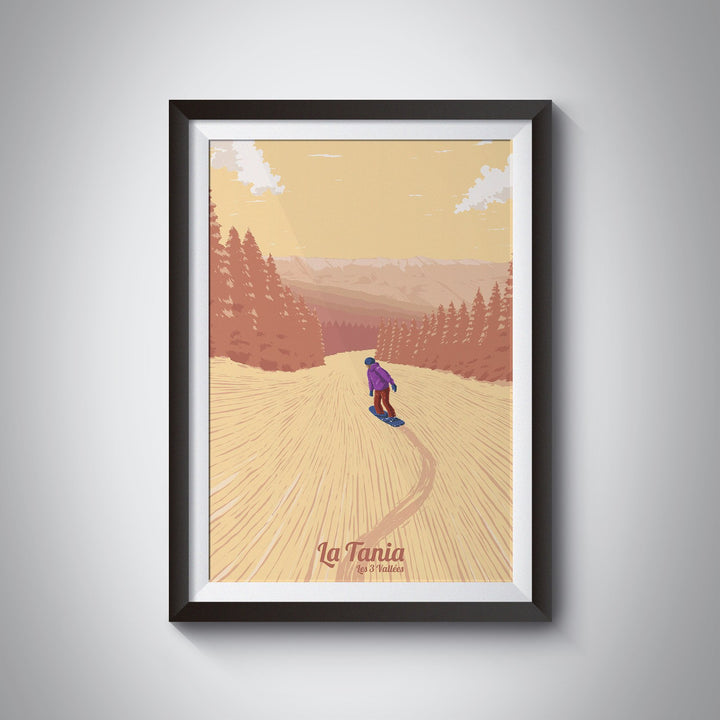 La Tania Snowboarding Travel Poster