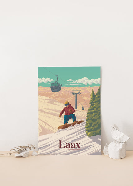 Laax Switzerland Snowboarding Travel Poster