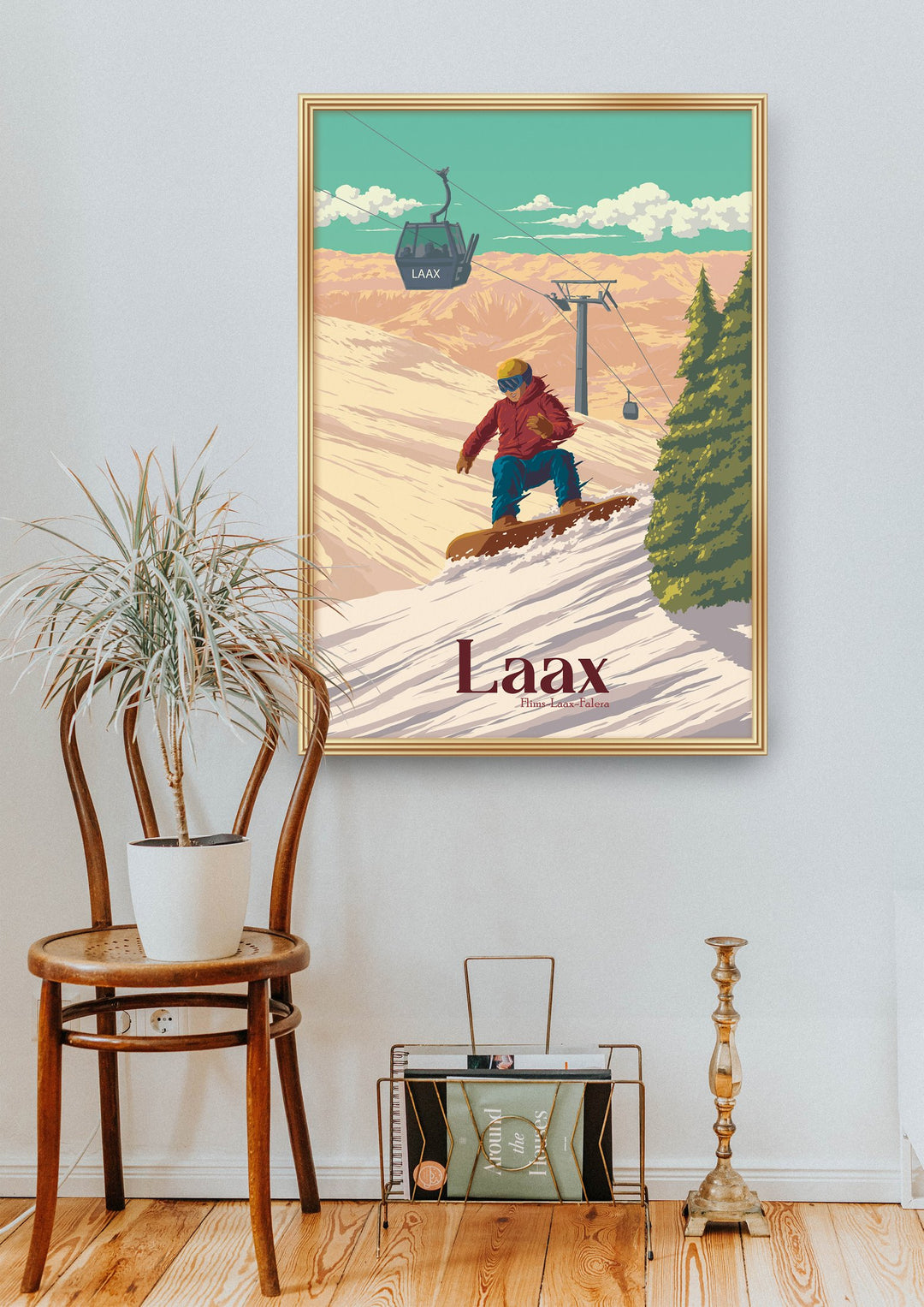 Laax Switzerland Snowboarding Travel Poster