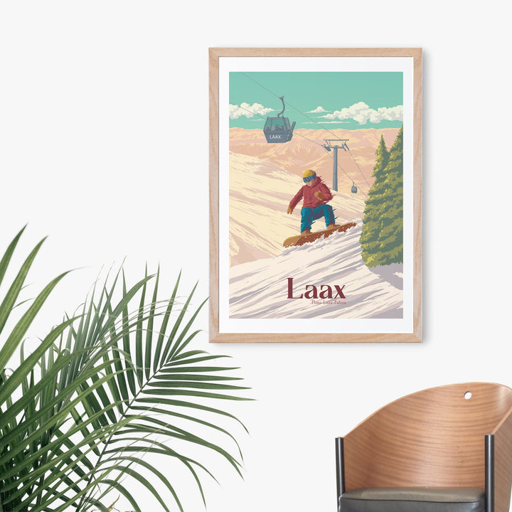 Laax Switzerland Snowboarding Travel Poster