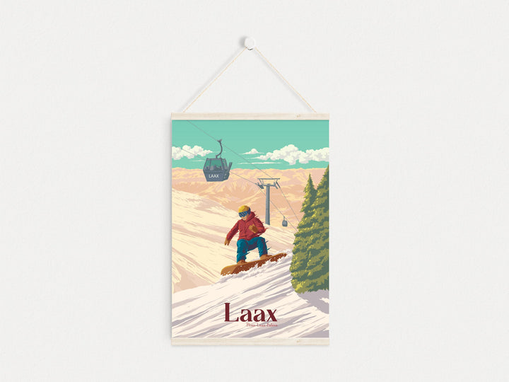 Laax Switzerland Snowboarding Travel Poster