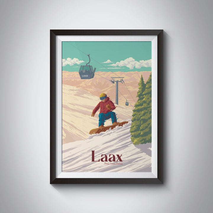 Laax Switzerland Snowboarding Travel Poster